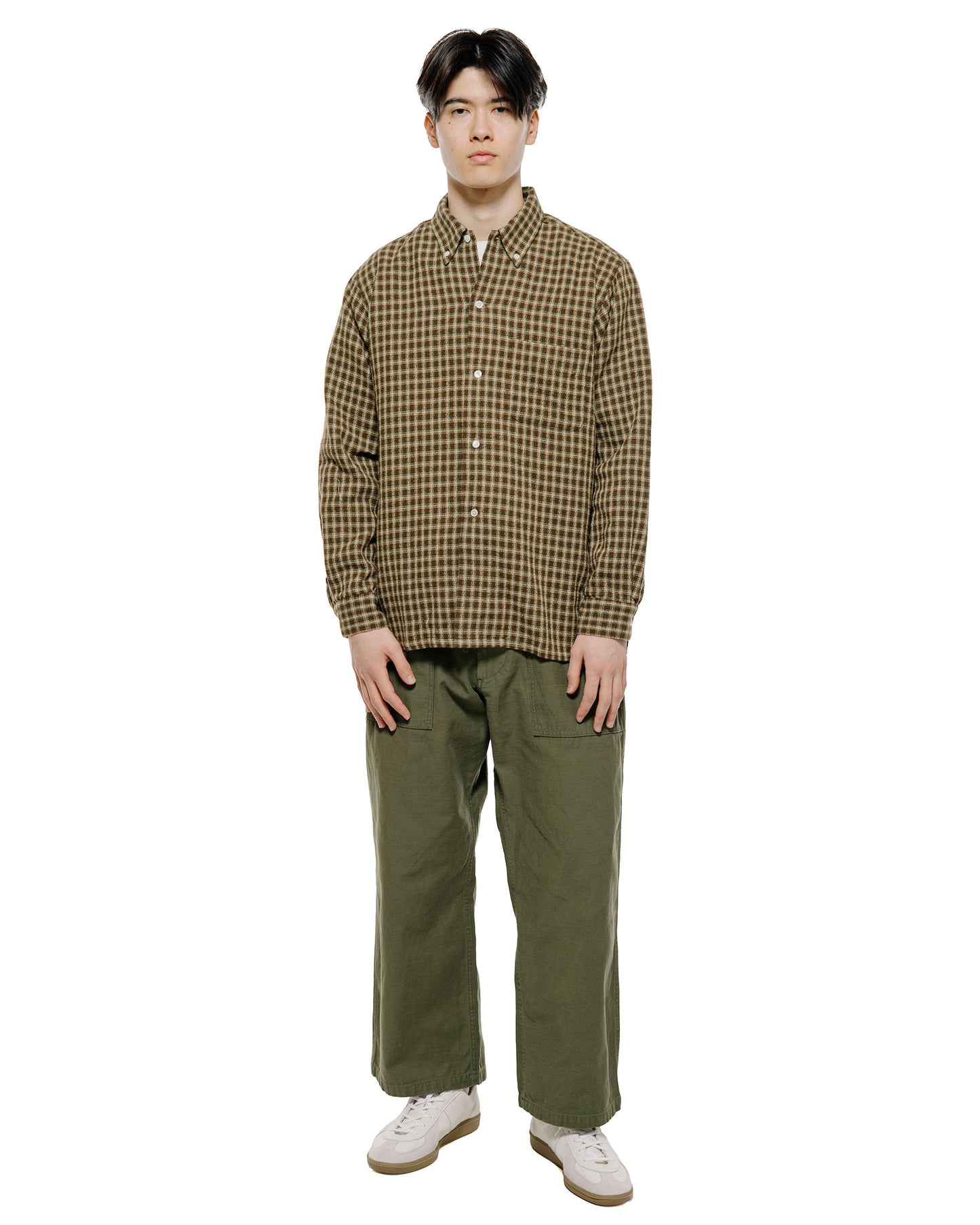 lost & found Beams Plus Beams Plus Open B.D. Panama Plaid Double Face Brown