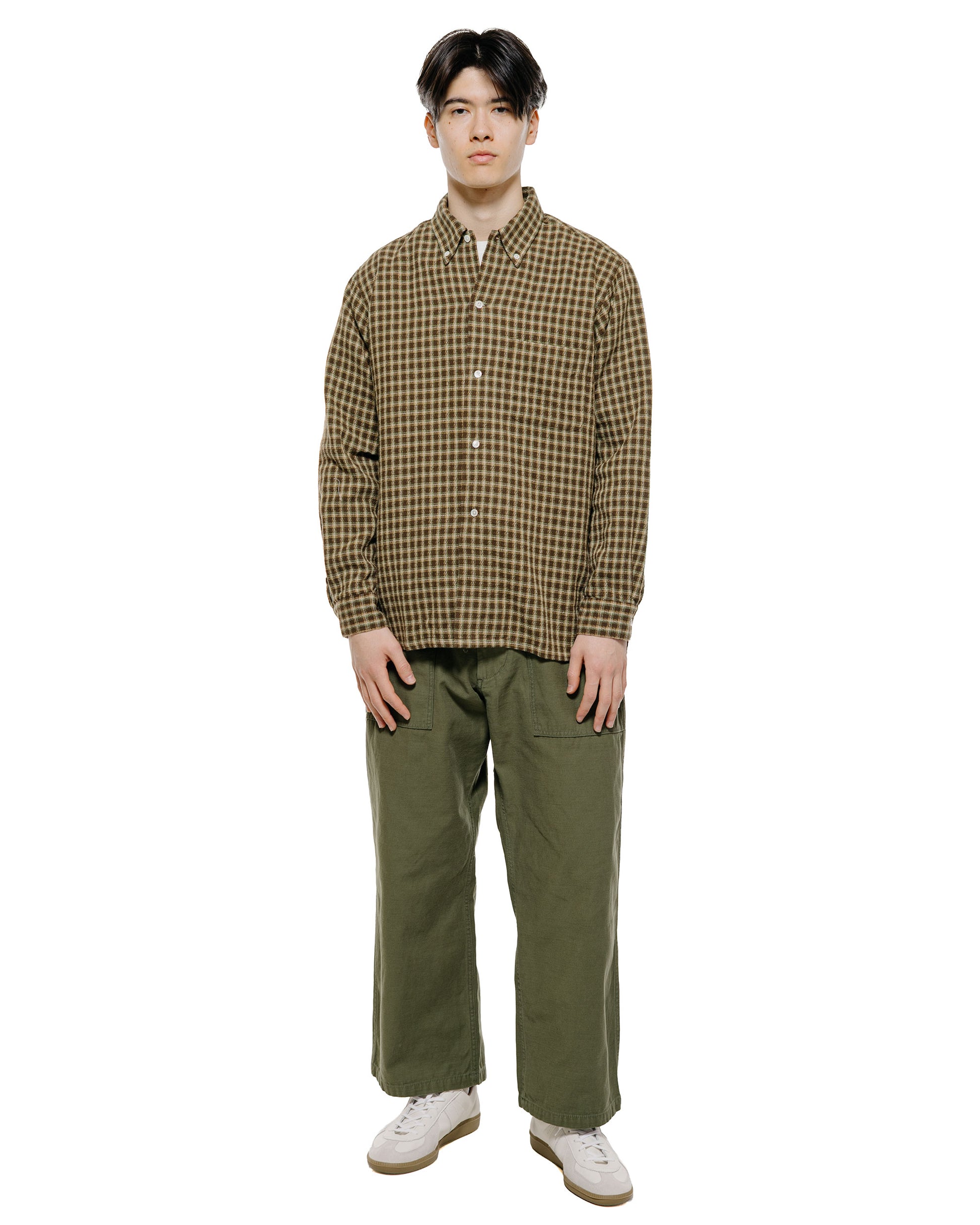 lost & found Beams Plus Beams Plus Open B.D. Panama Plaid Double Face Brown