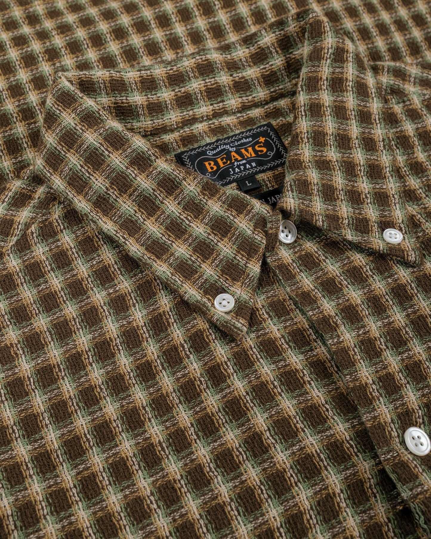 lost & found Beams Plus Beams Plus Open B.D. Panama Plaid Double Face Brown