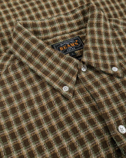 lost & found Beams Plus Beams Plus Open B.D. Panama Plaid Double Face Brown