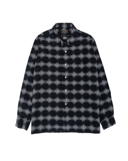lost & found Beams Plus Beams Plus Open Collar Brushed Satin Plaid Black