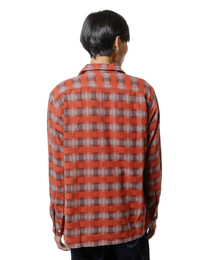 lost & found Beams Plus Beams Plus Open Collar Brushed Satin Plaid Red