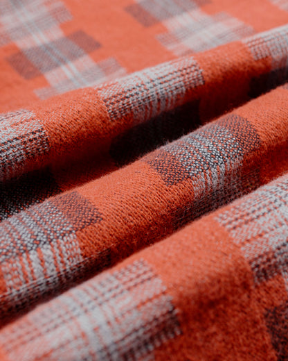 lost & found Beams Plus Beams Plus Open Collar Brushed Satin Plaid Red