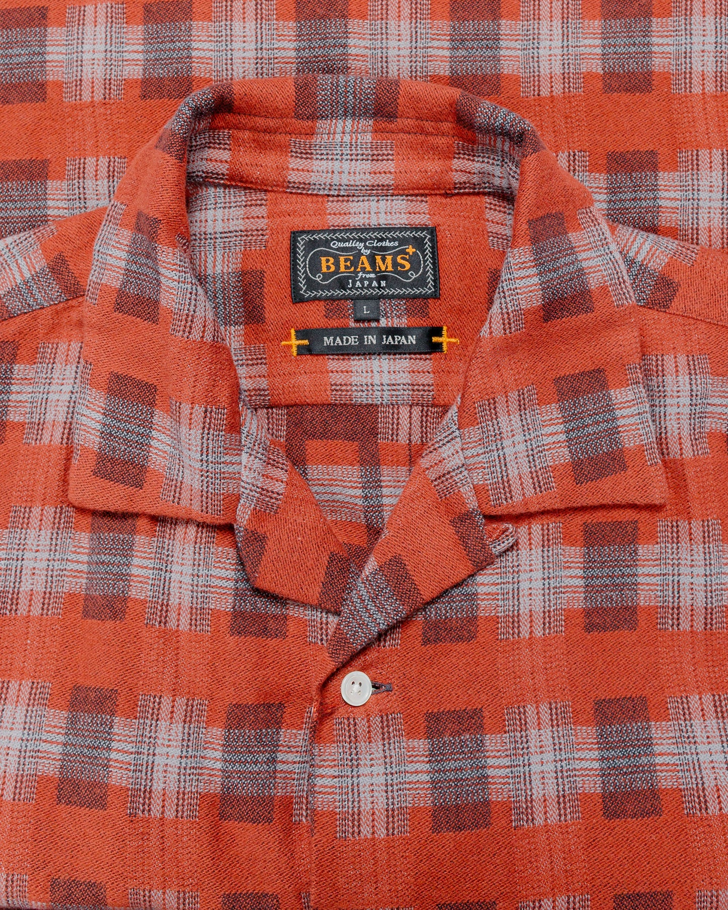 lost & found Beams Plus Beams Plus Open Collar Brushed Satin Plaid Red