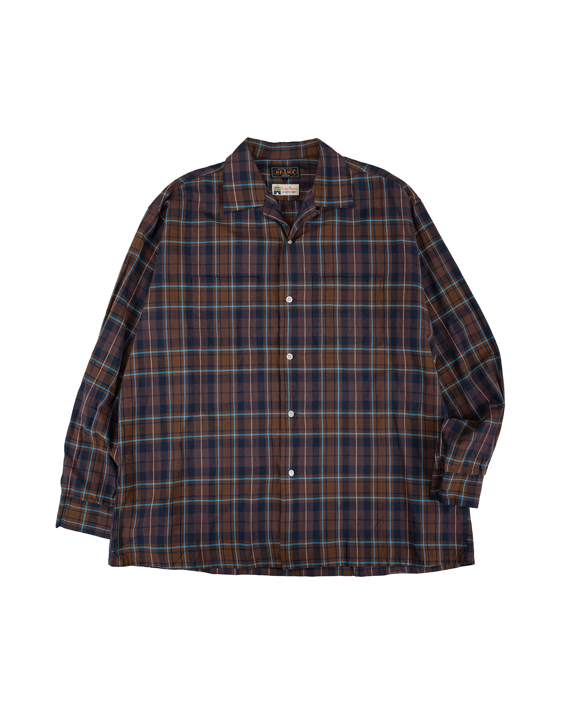 lost & found Beams Plus Beams Plus Open Collar Madras Brown