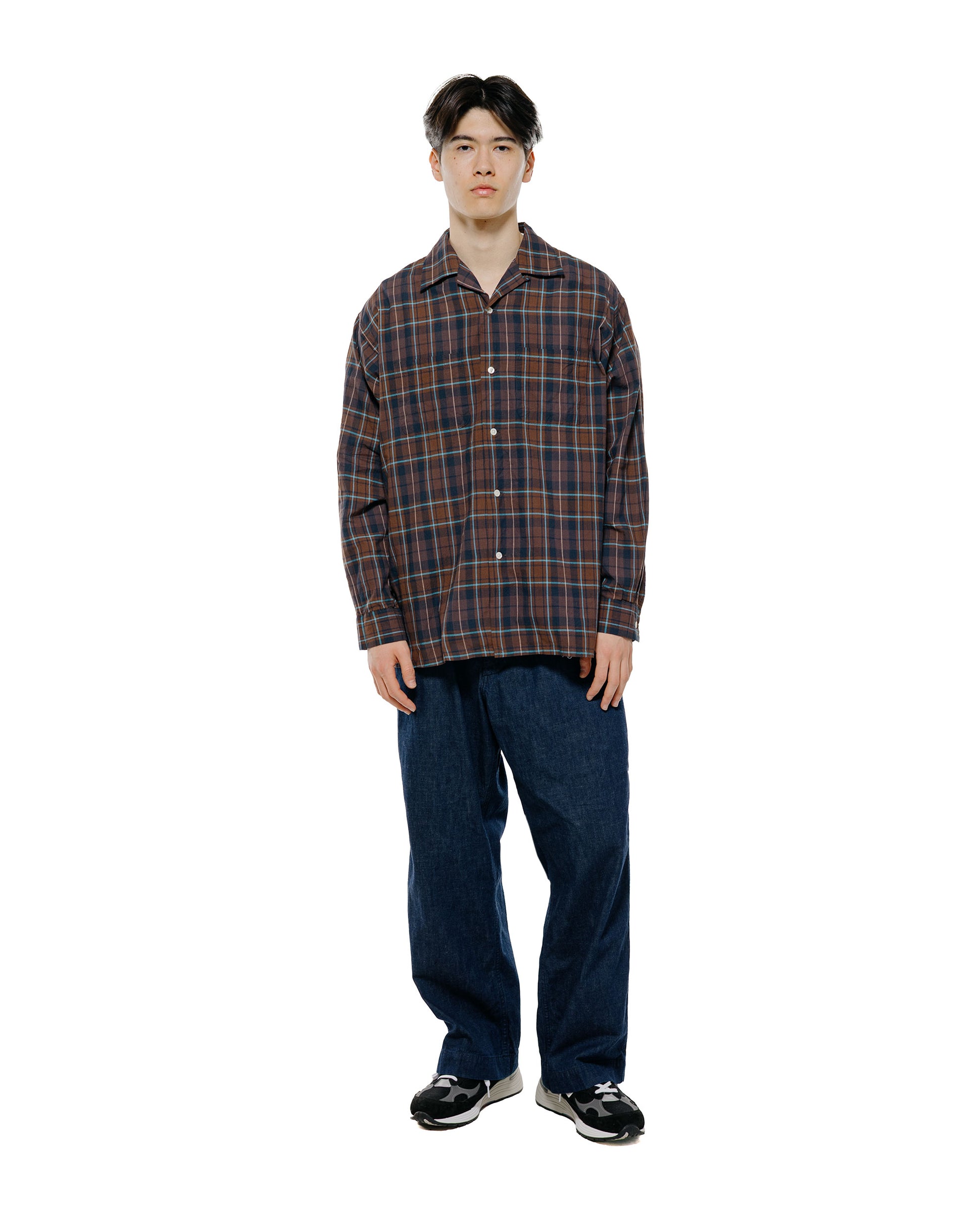 lost & found Beams Plus Beams Plus Open Collar Madras Brown