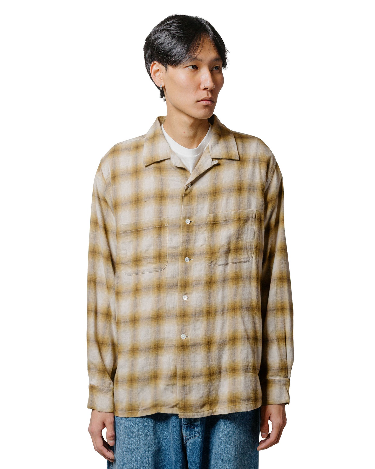 lost & found Beams Plus Beams Plus Open Collar Ombre Brown