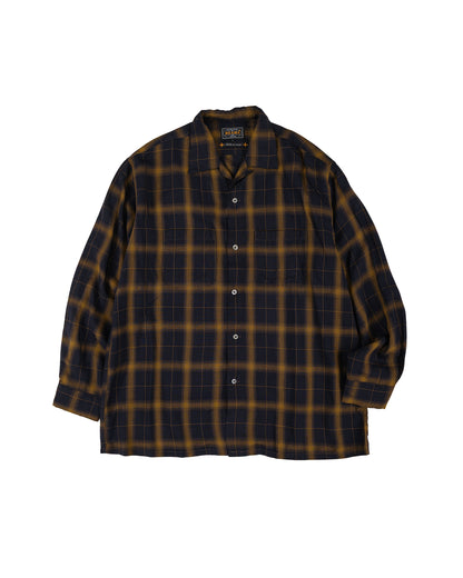 lost & found Beams Plus Beams Plus Open Collar Ombre Plaid Black Mustard Ombre