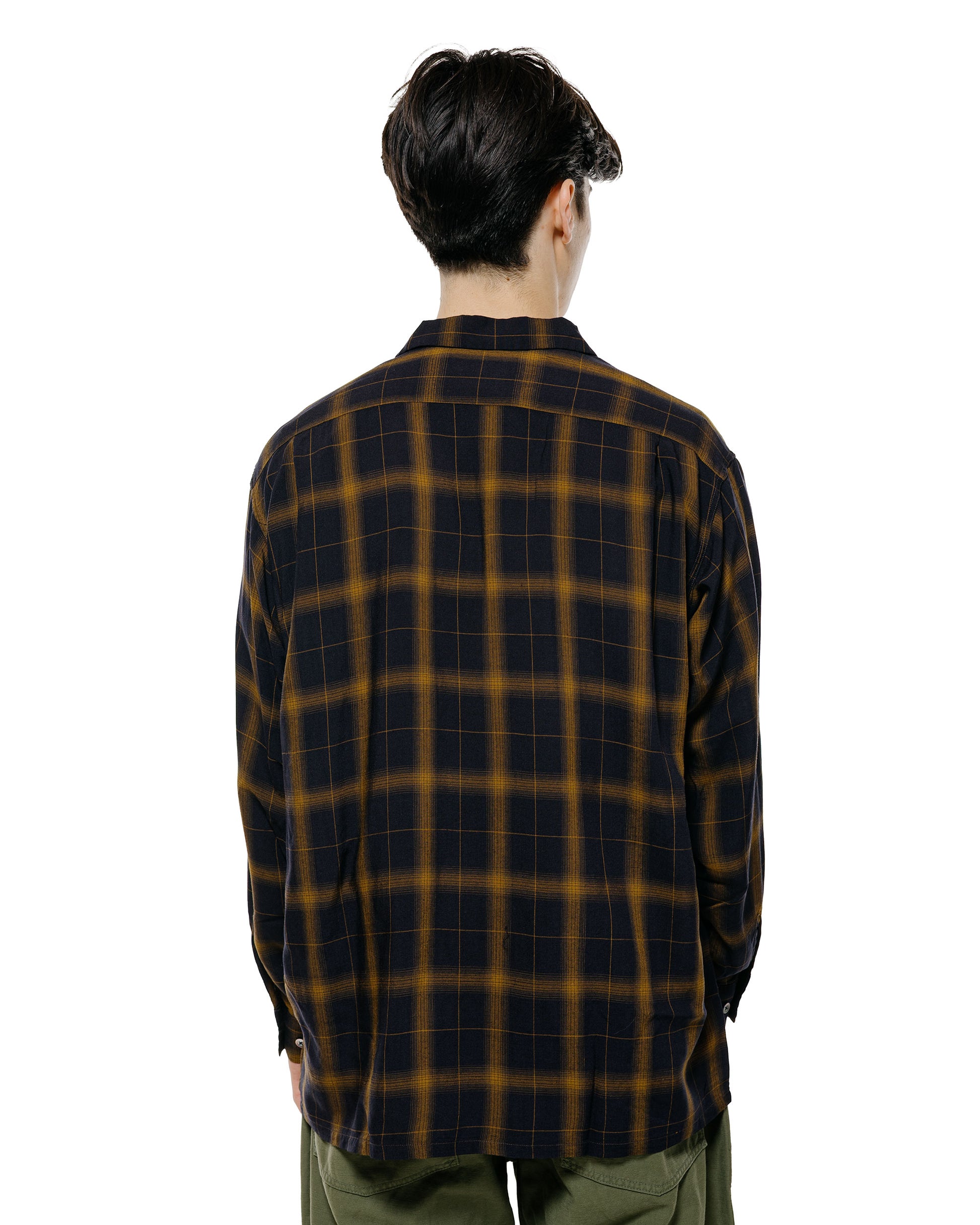 lost & found Beams Plus Beams Plus Open Collar Ombre Plaid Black Mustard Ombre