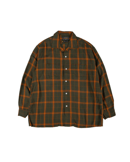 lost & found Beams Plus Beams Plus Open Collar Ombre Plaid Green Mustard Ombre