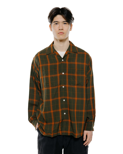 lost & found Beams Plus Beams Plus Open Collar Ombre Plaid Green Mustard Ombre
