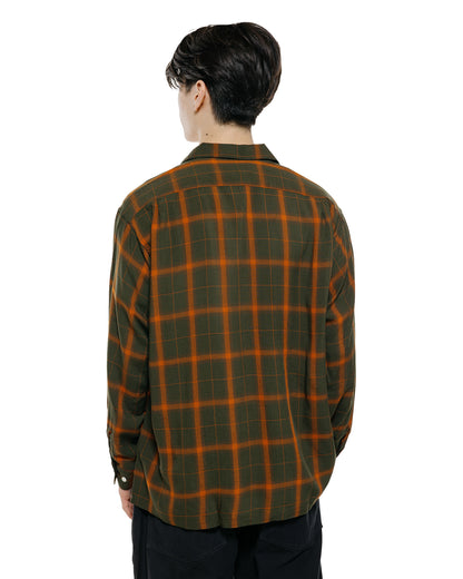 lost & found Beams Plus Beams Plus Open Collar Ombre Plaid Green Mustard Ombre