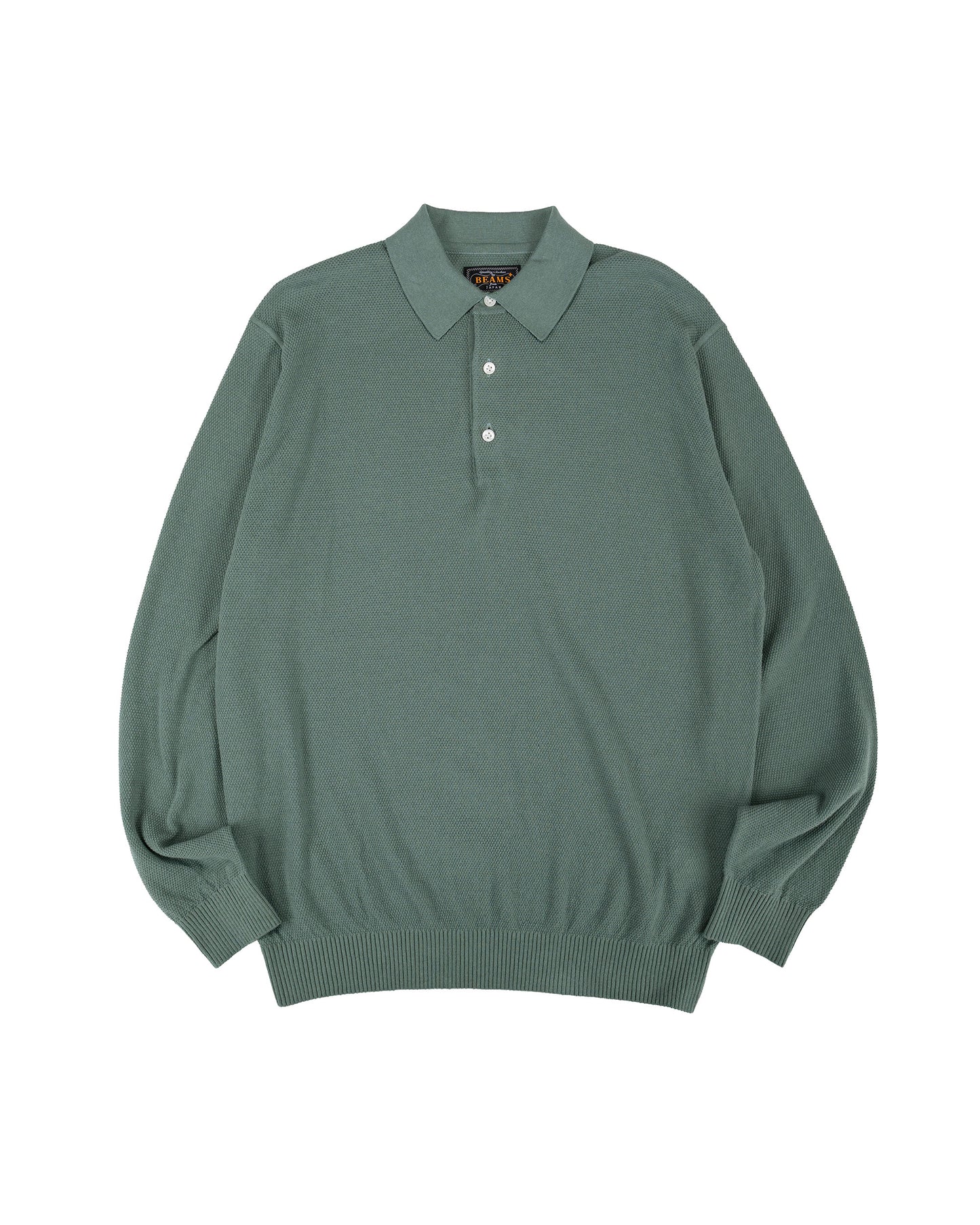 lost & found Beams Plus Beams Plus Pique Polo 14G L/S Olive