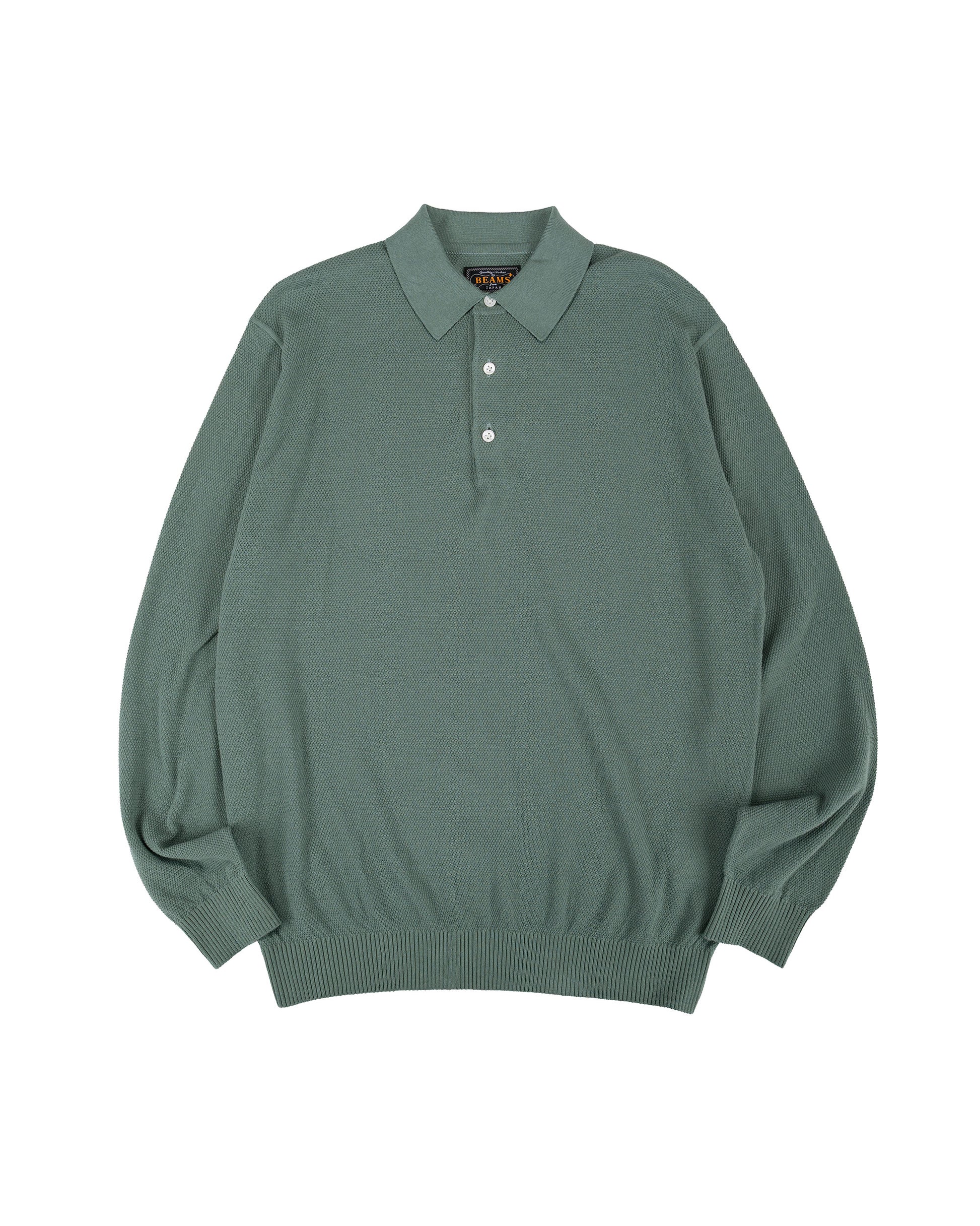 lost & found Beams Plus Beams Plus Pique Polo 14G L/S Olive