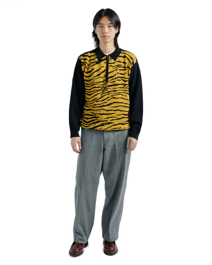Beams Plus Half Zip Knit Polo Animal Tiger