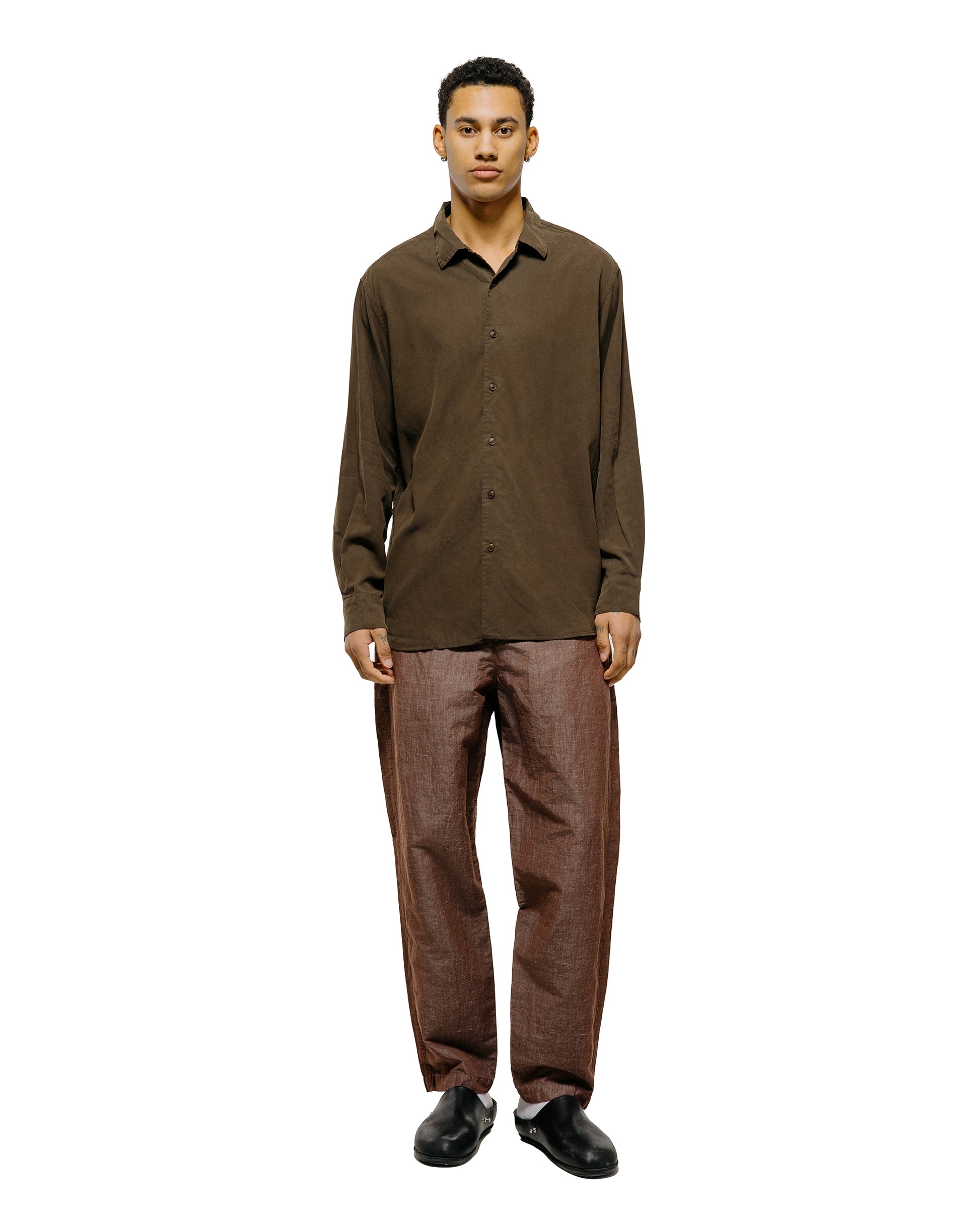 lost & found CASEY CASEY CASEY CASEY Big Raccourice Shirt Spun Silk Brown