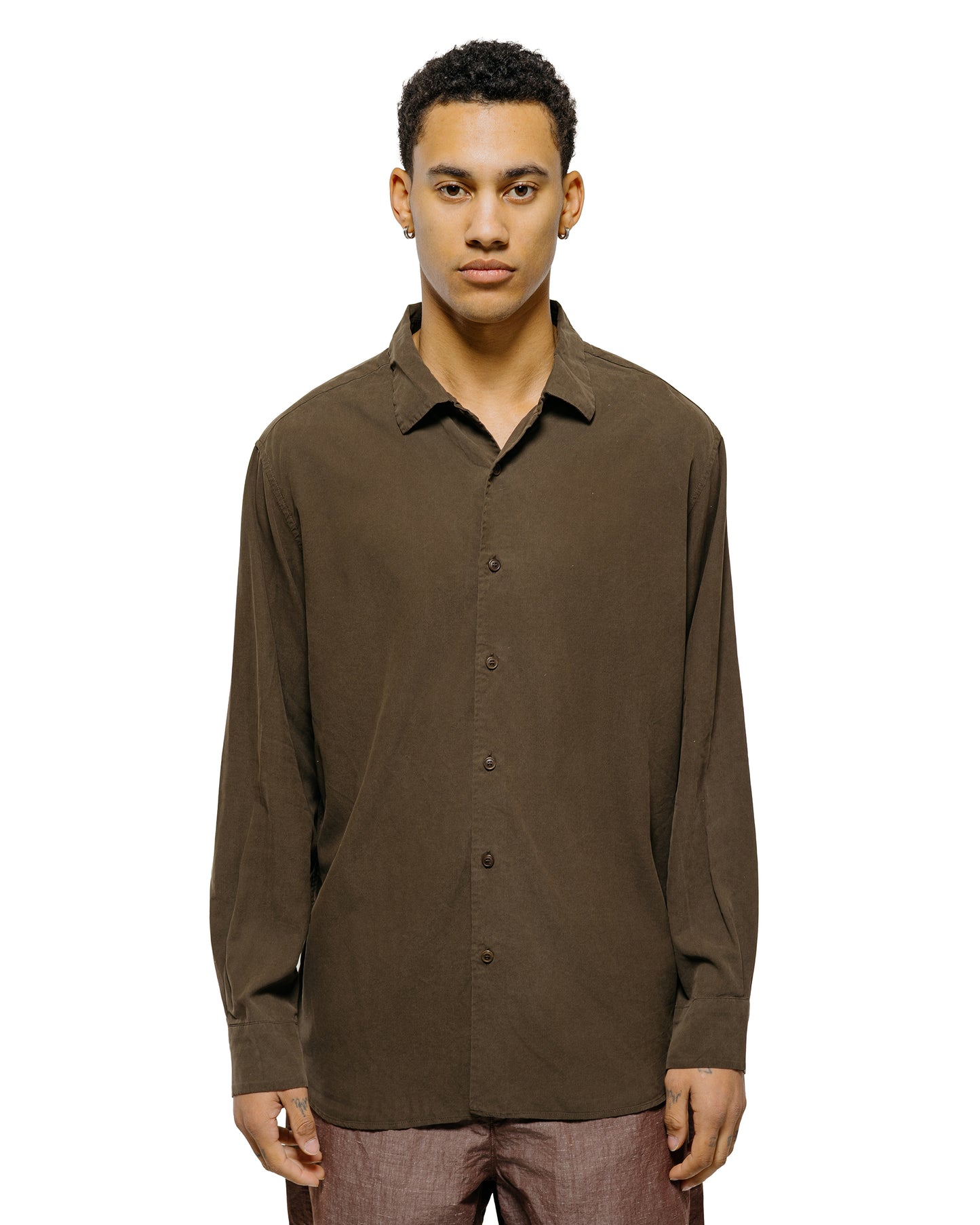 lost & found CASEY CASEY CASEY CASEY Big Raccourice Shirt Spun Silk Brown