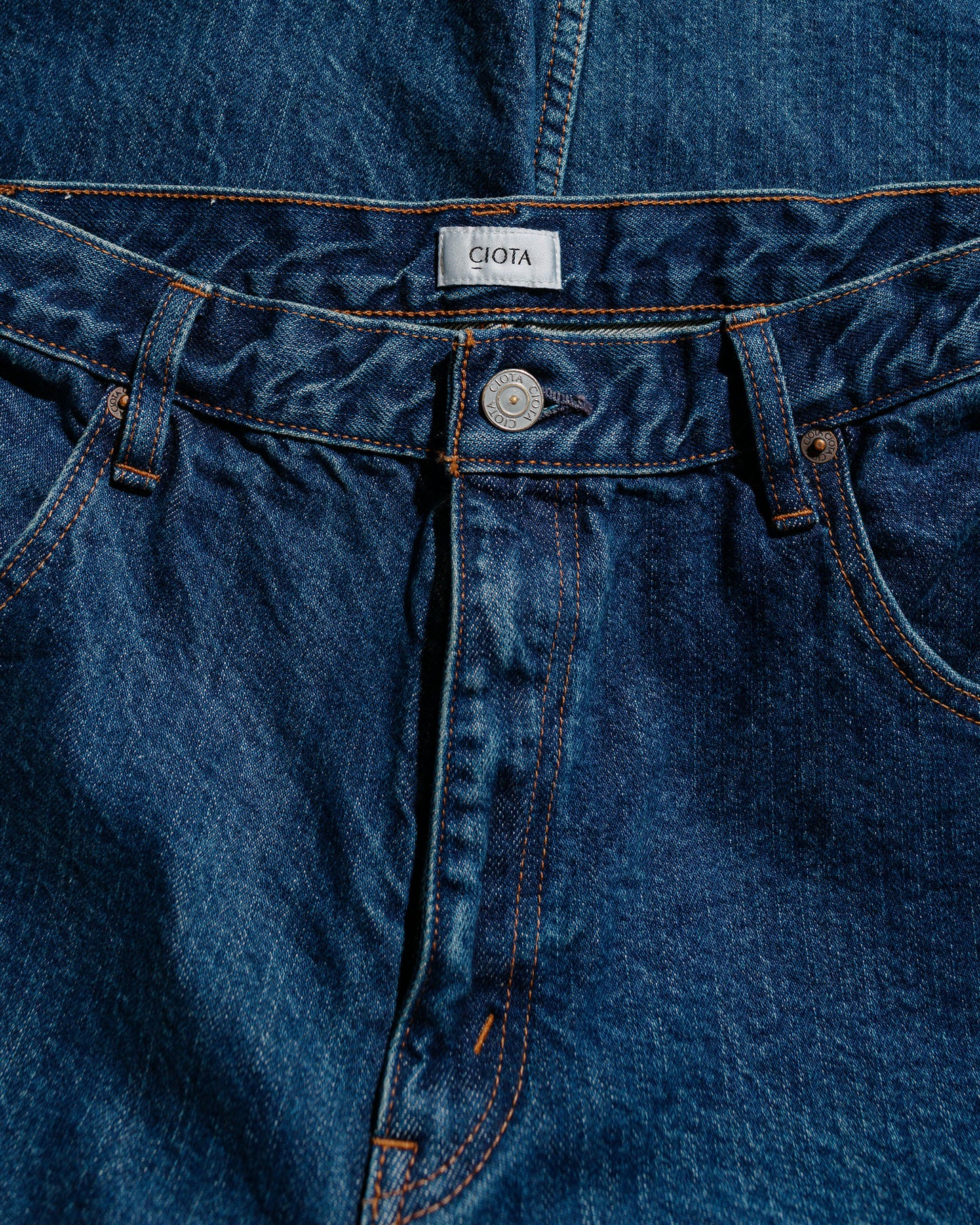 lost & found CIOTA CIOTA Baggy 5 Pockets Pants Dark Blue Damage