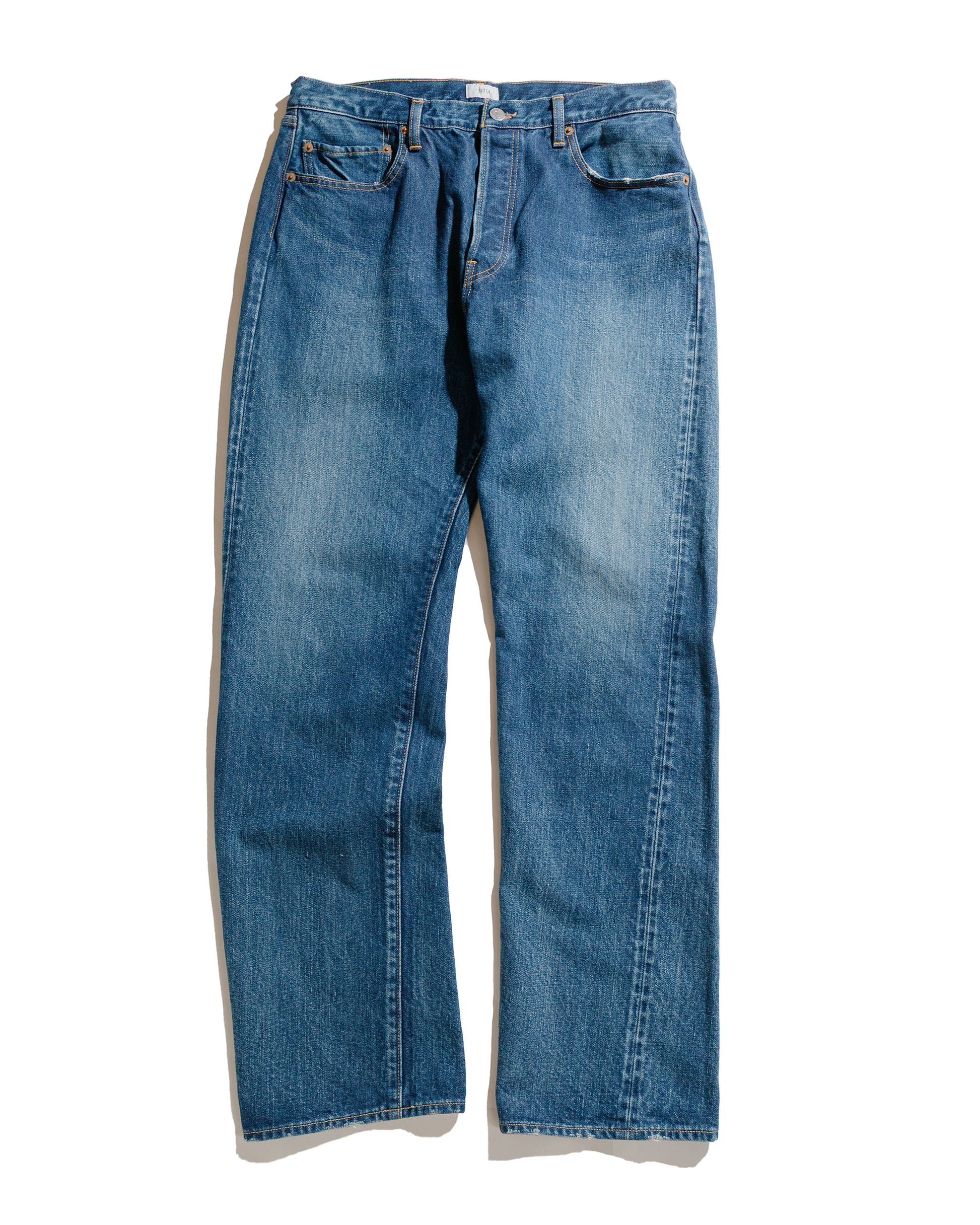 lost & found CIOTA CIOTA Straight 5 Pocket Pants (Real Indigo) Medium Dark Blue Damage