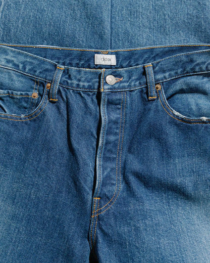 lost & found CIOTA CIOTA Straight 5 Pocket Pants (Real Indigo) Medium Dark Blue Damage