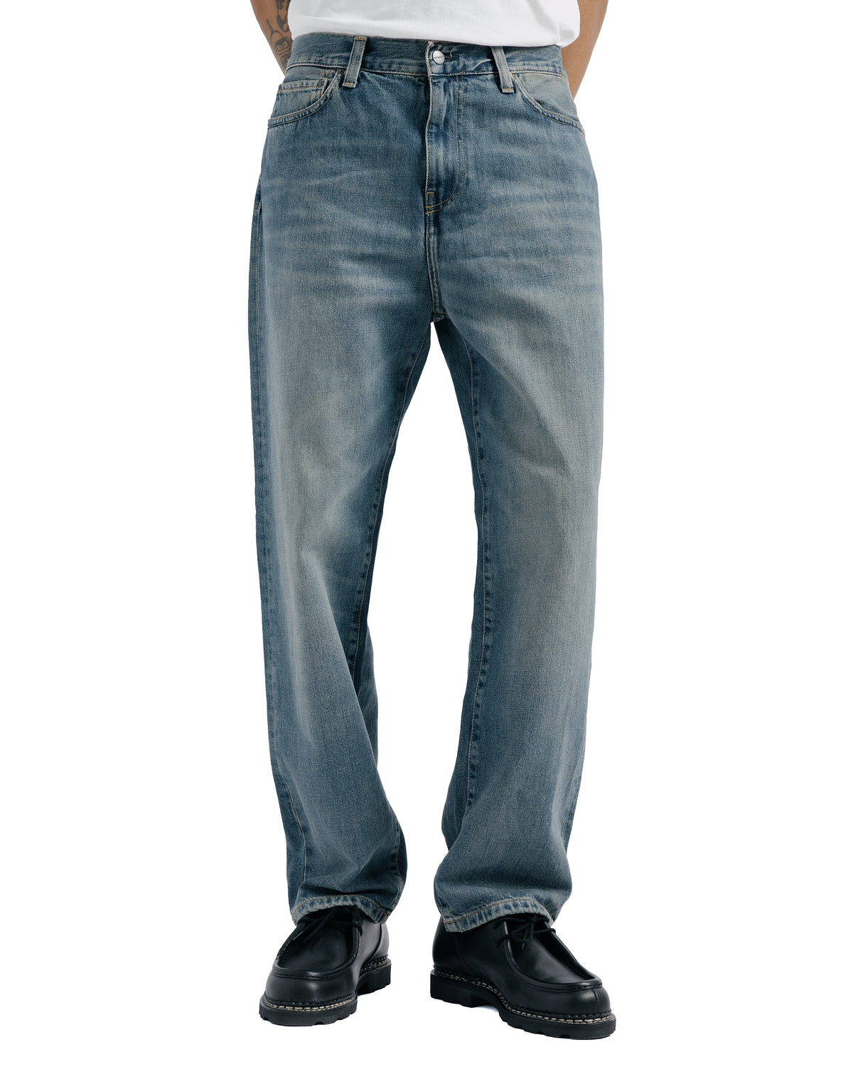 Carhartt W.I.P. Aaron Pant Camano Denim Blue Worn Used Wash