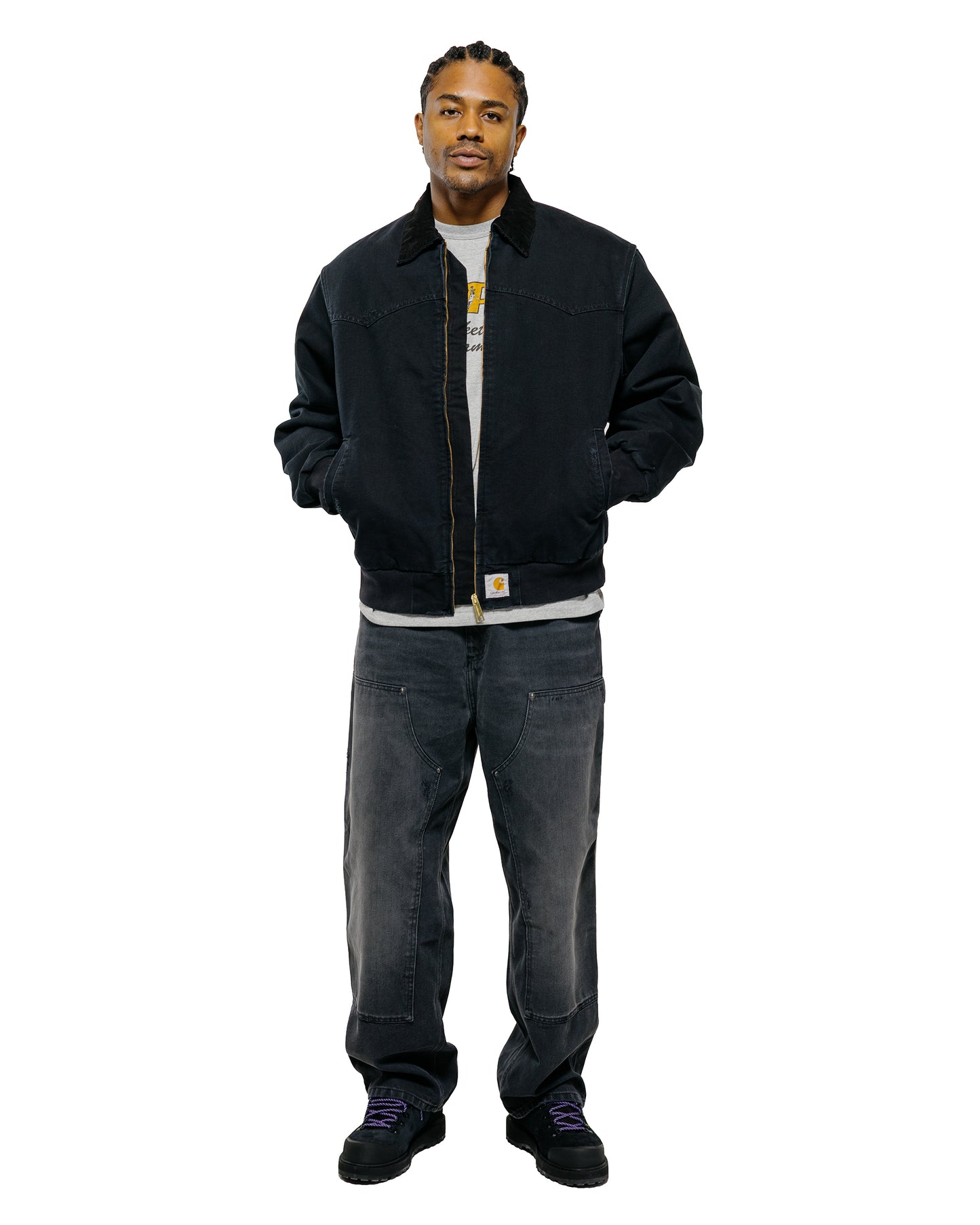 lost & found Carhartt Work In Progress Carhartt W.I.P. OG Santa Fe Coat Black/Black Grind Wash