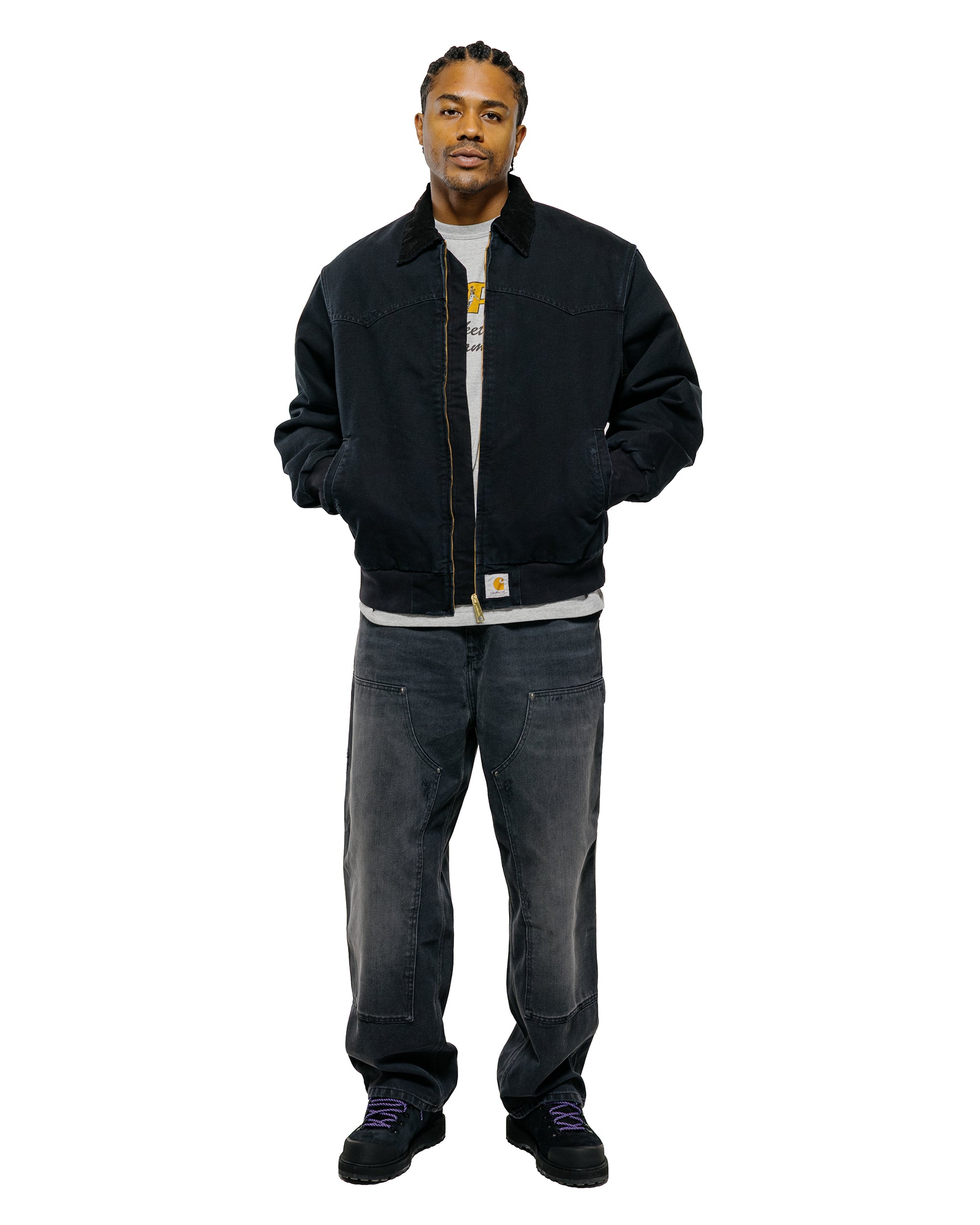 lost & found Carhartt Work In Progress Carhartt W.I.P. OG Santa Fe Coat Black/Black Grind Wash