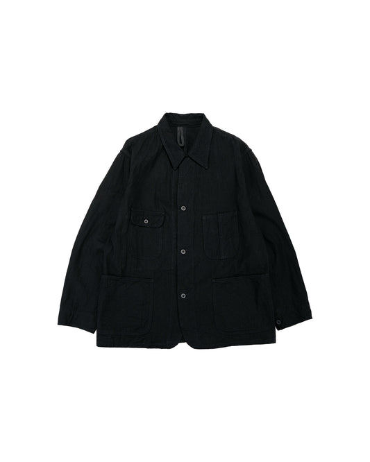 lost & found Cohérence Cohérence Jackson Linen/Cotton Chevron Jacket Black