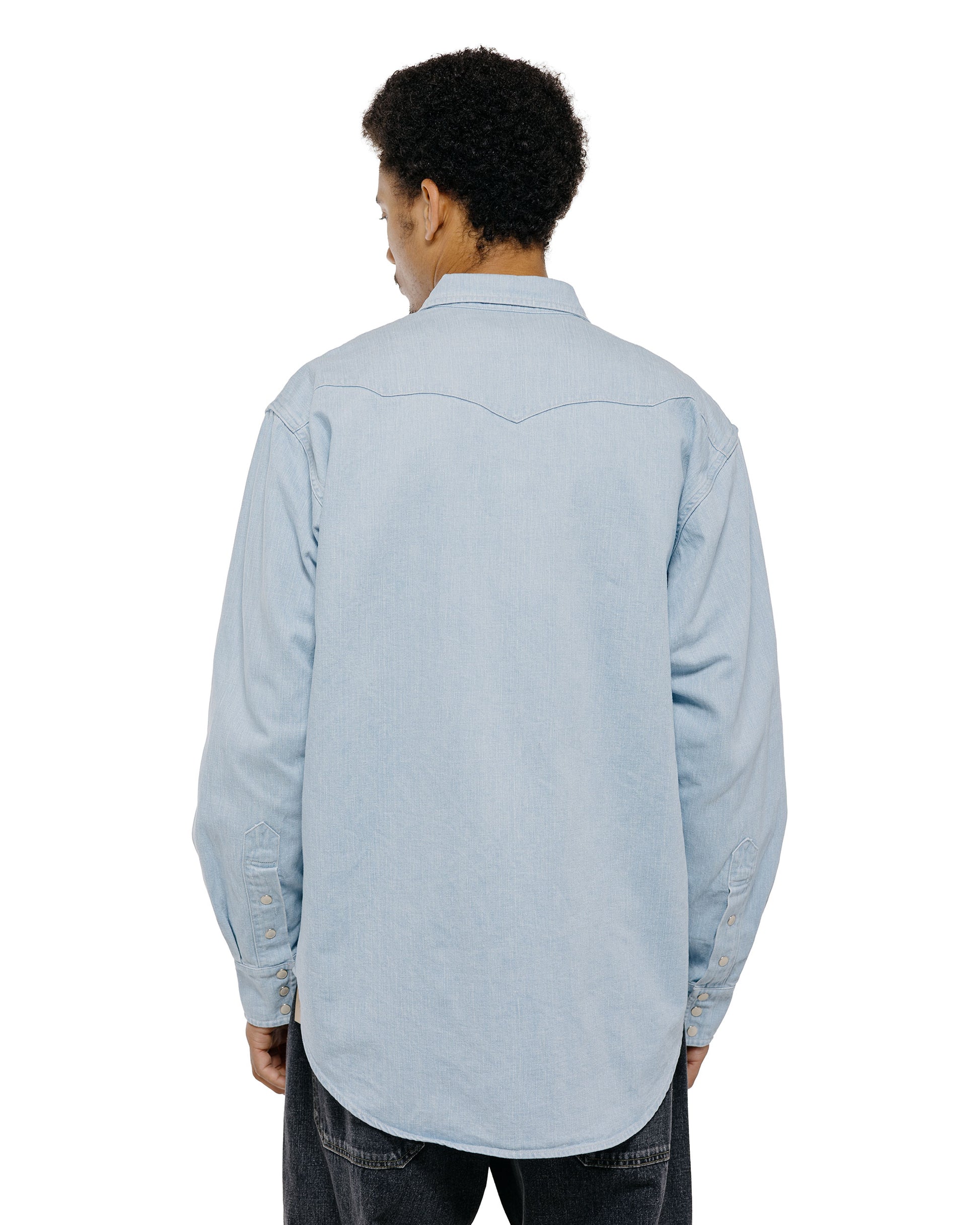 lost & found Cohérence Cohérence Abiquiu 10oz Logger Selvedge Denim Shirt Aqua Blue