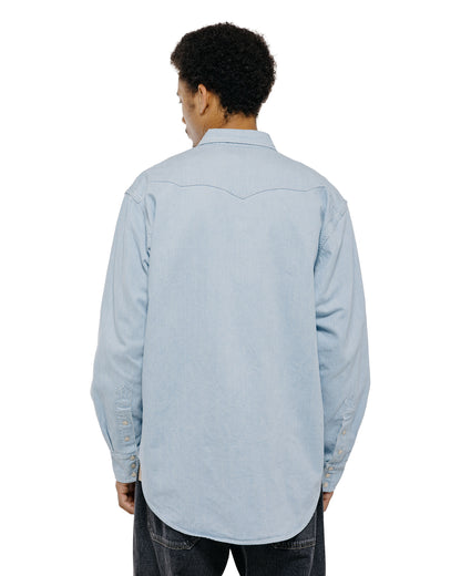 lost & found Cohérence Cohérence Abiquiu 10oz Logger Selvedge Denim Shirt Aqua Blue
