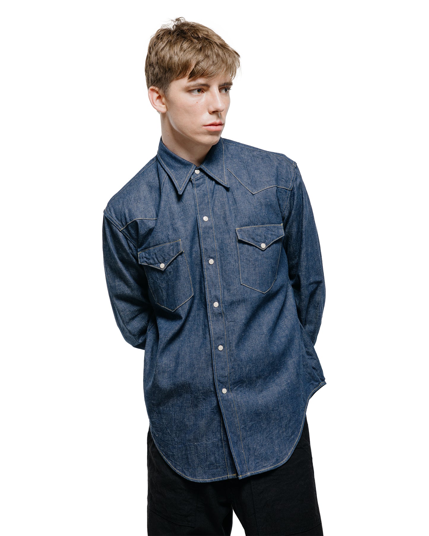 lost & found Cohérence Cohérence Abiquiu 10oz Logger Selvedge Denim Shirt Indigo