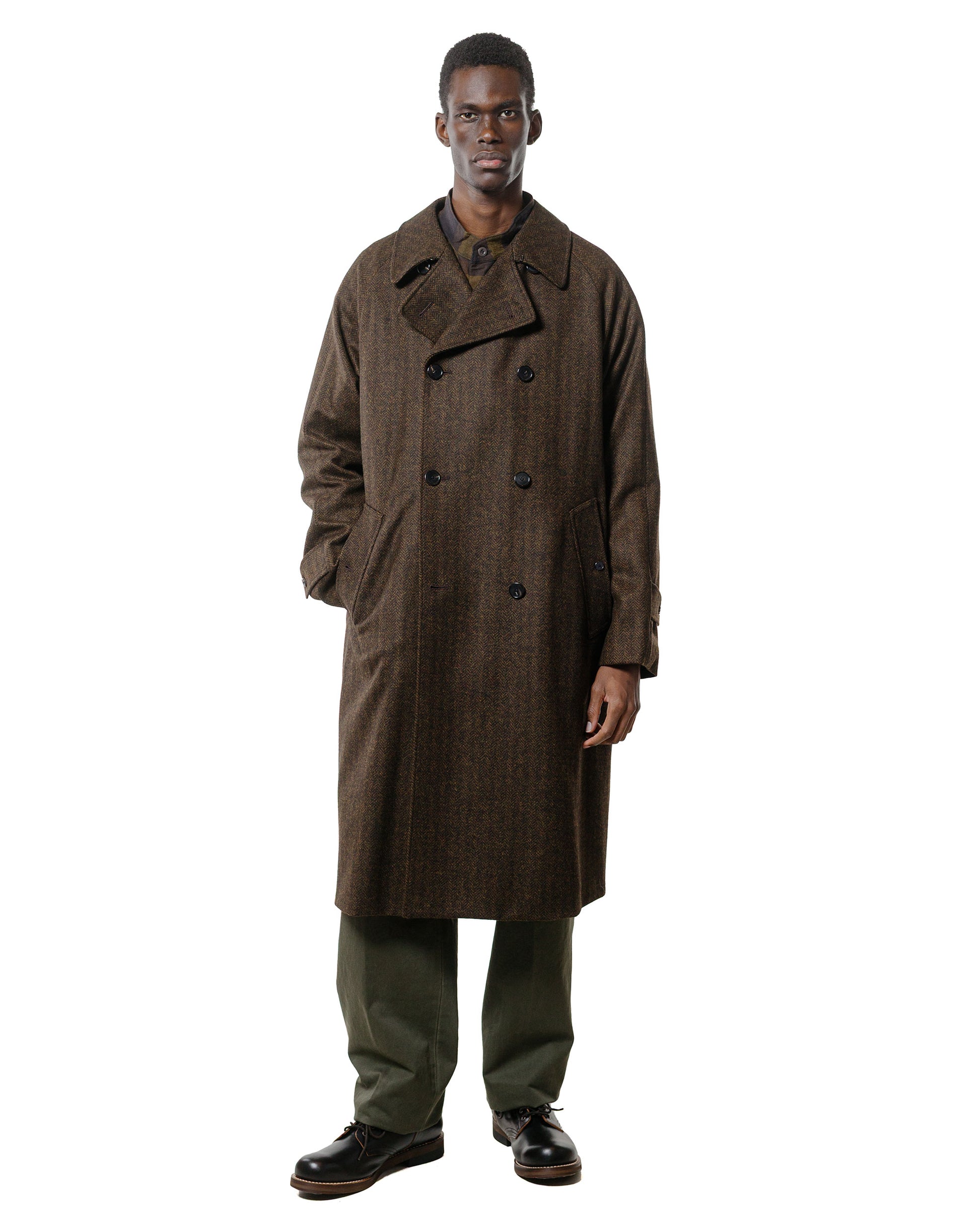 lost & found Cohérence Cohérence FouFou II Coat Chevron Tweed Jersey Brown