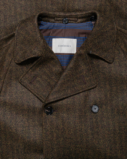 lost & found Cohérence Cohérence FouFou II Coat Chevron Tweed Jersey Brown