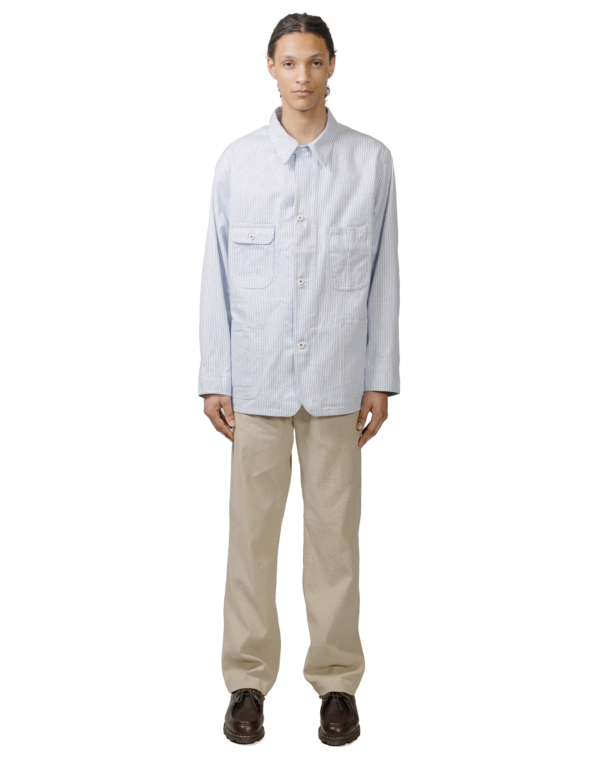 lost & found Cohérence Cohérence Jackson Jaspé Striped Twill Jacket Blue