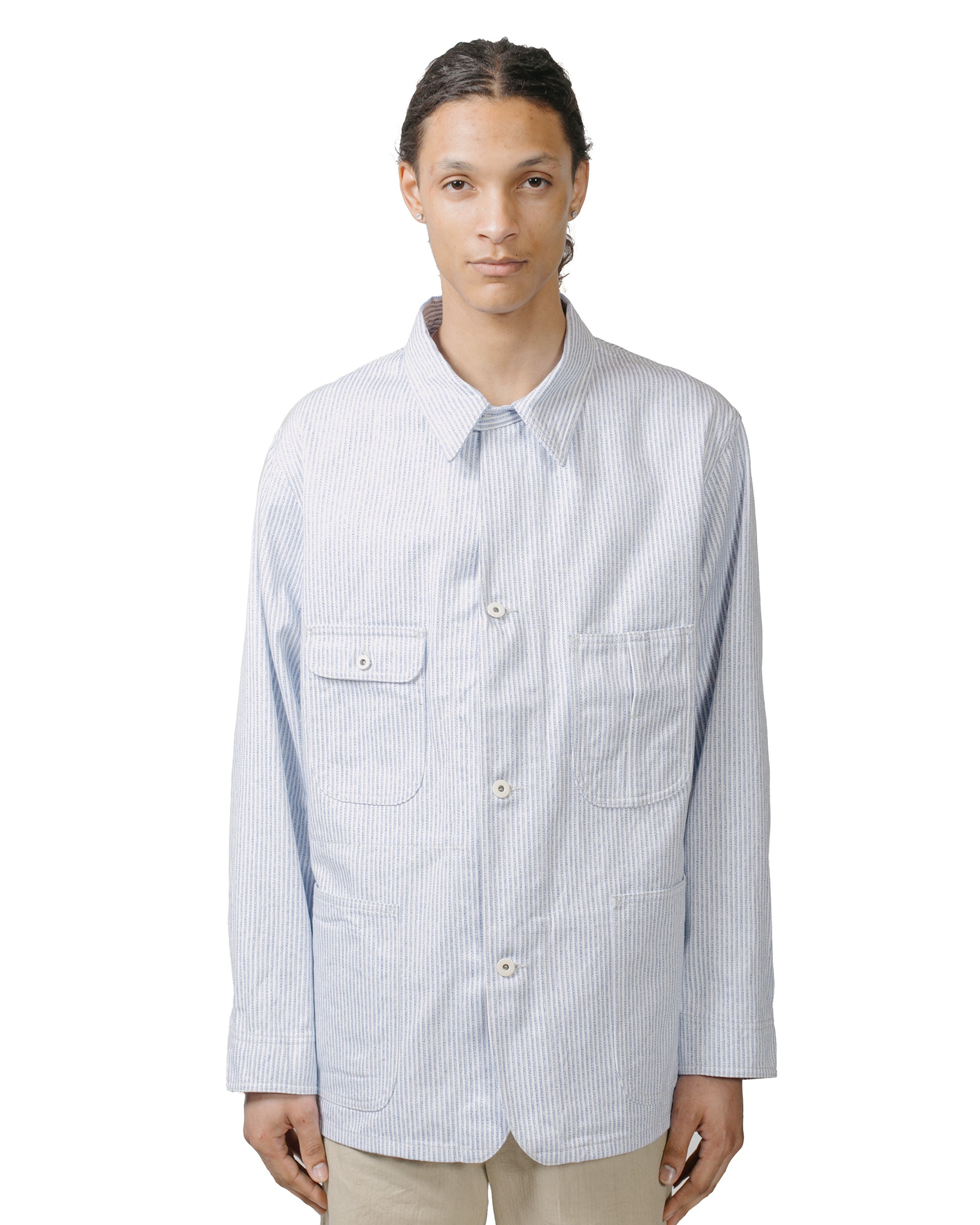lost & found Cohérence Cohérence Jackson Jaspé Striped Twill Jacket Blue