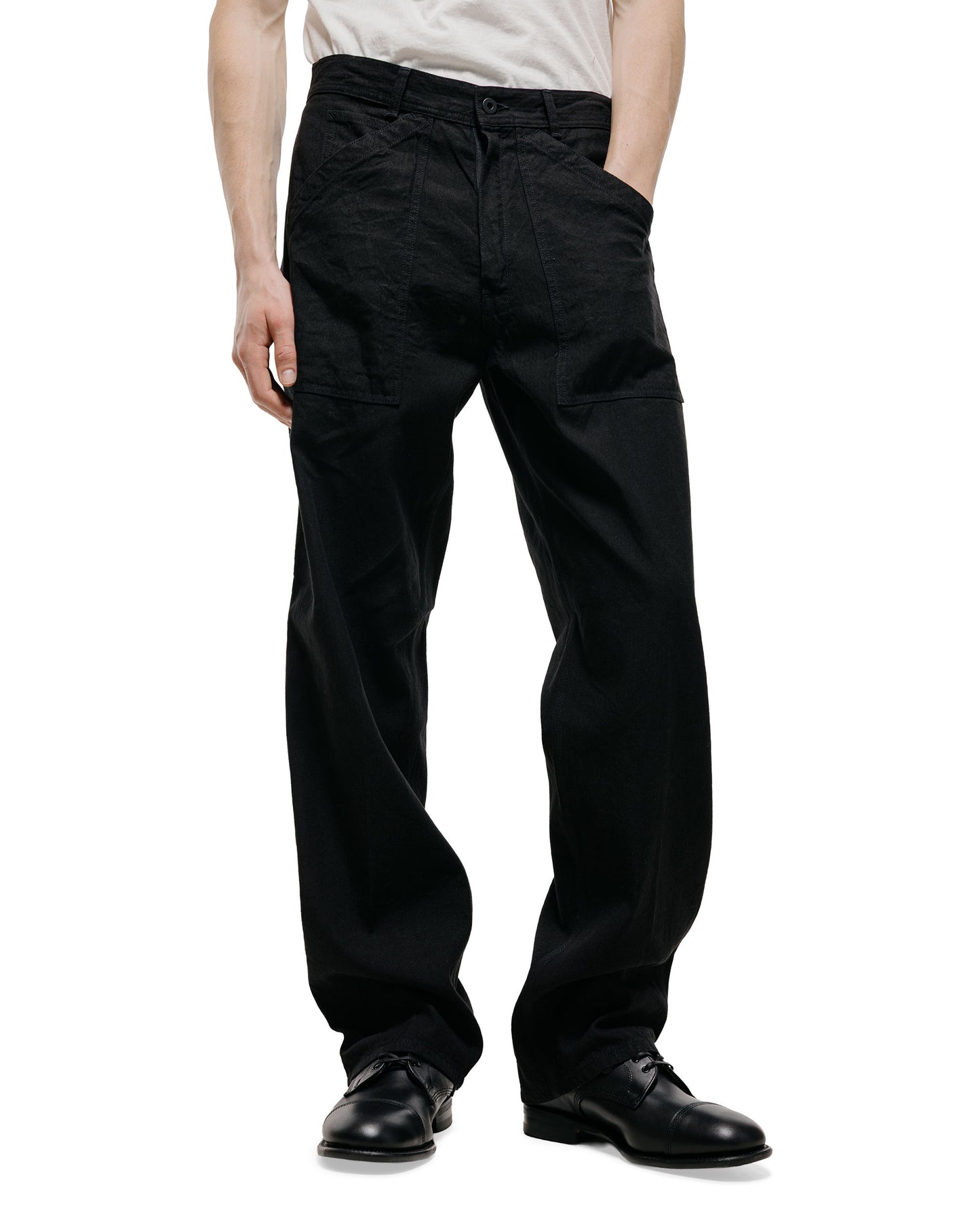 lost & found Cohérence Cohérence Paul Linen/Cotton Chevron Trouser Black