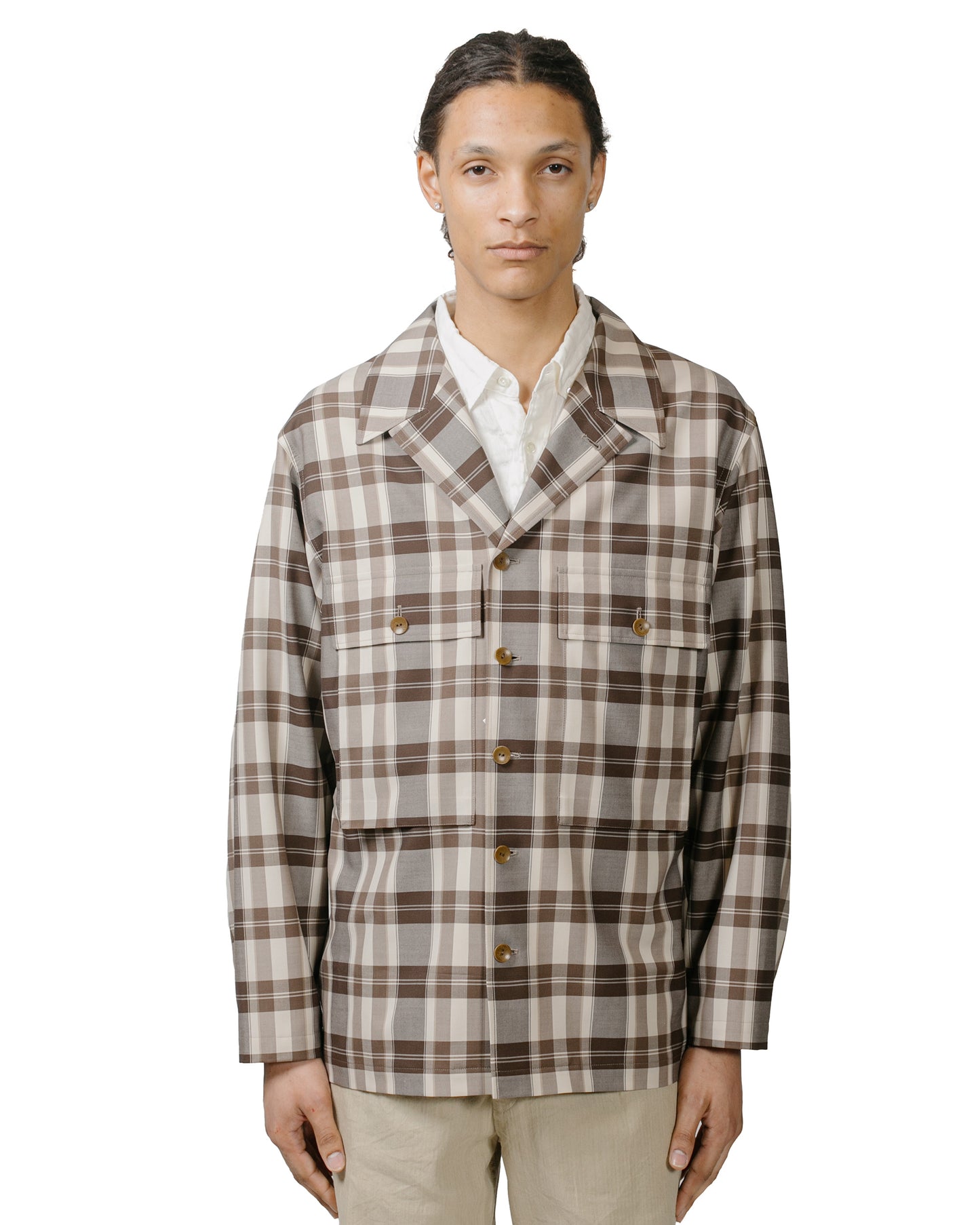 lost & found Cohérence Cohérence Vernon-D Antique Wool Gabardine Jacket Beige Check