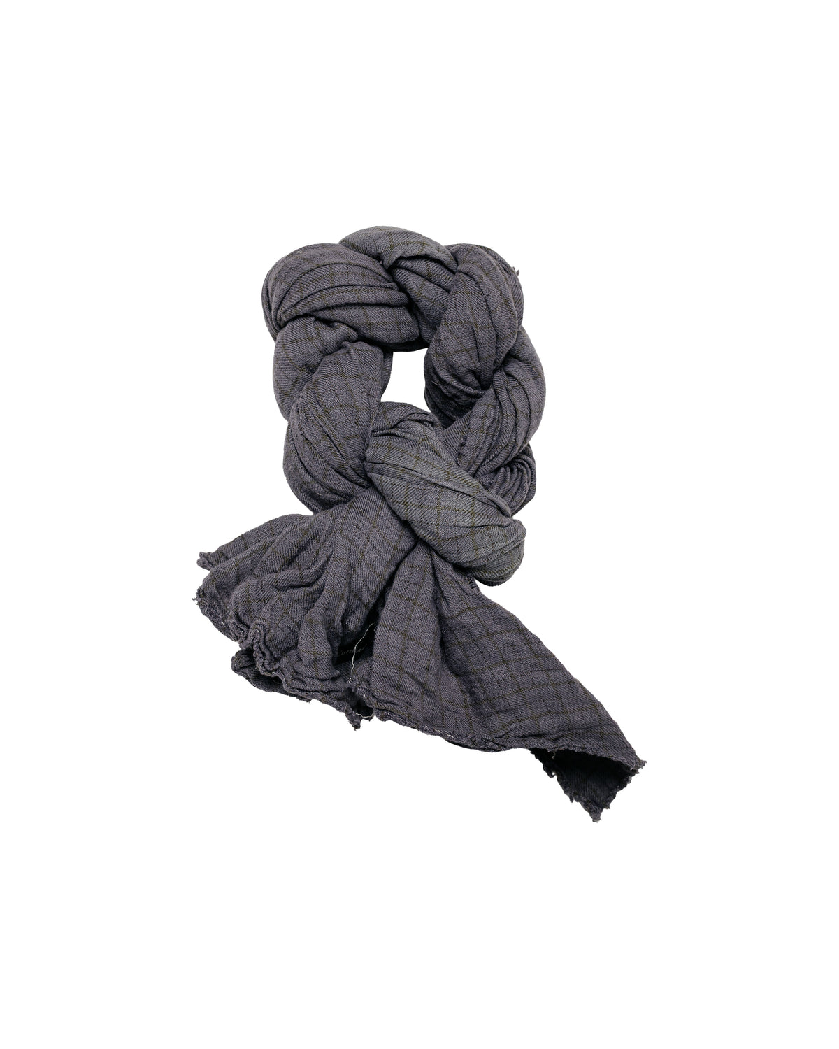Conkers Knot Scarf Tattersall Linen Blue Overdye