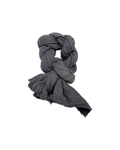 Conkers Knot Scarf Tattersall Linen Blue Overdye