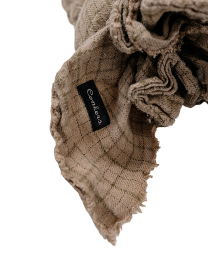 Conkers Knot Scarf Tattersall Linen Brown Overdye