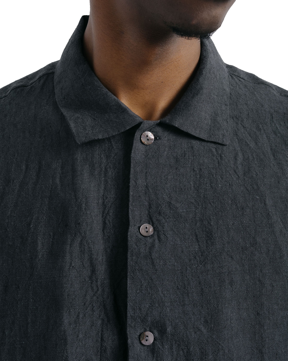Conkers Martyn Shirt Linen Crossweave Grey & Black