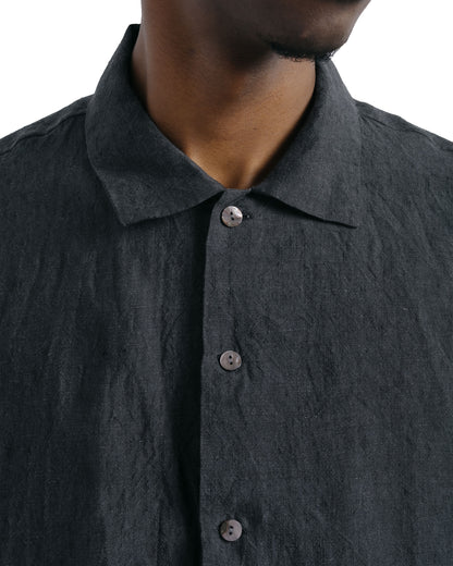 Conkers Martyn Shirt Linen Crossweave Grey & Black