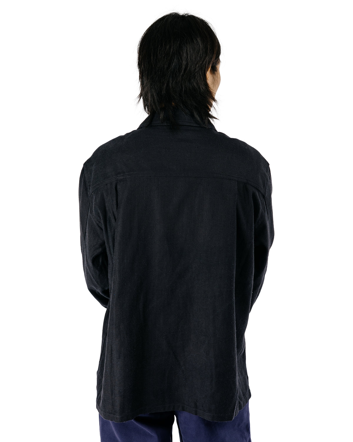 Conkers Night Shirt Brushed Herringbone Black