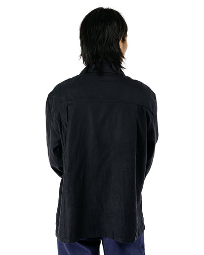 Conkers Night Shirt Brushed Herringbone Black
