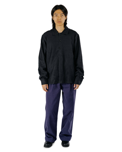 Conkers Night Shirt Brushed Herringbone Black