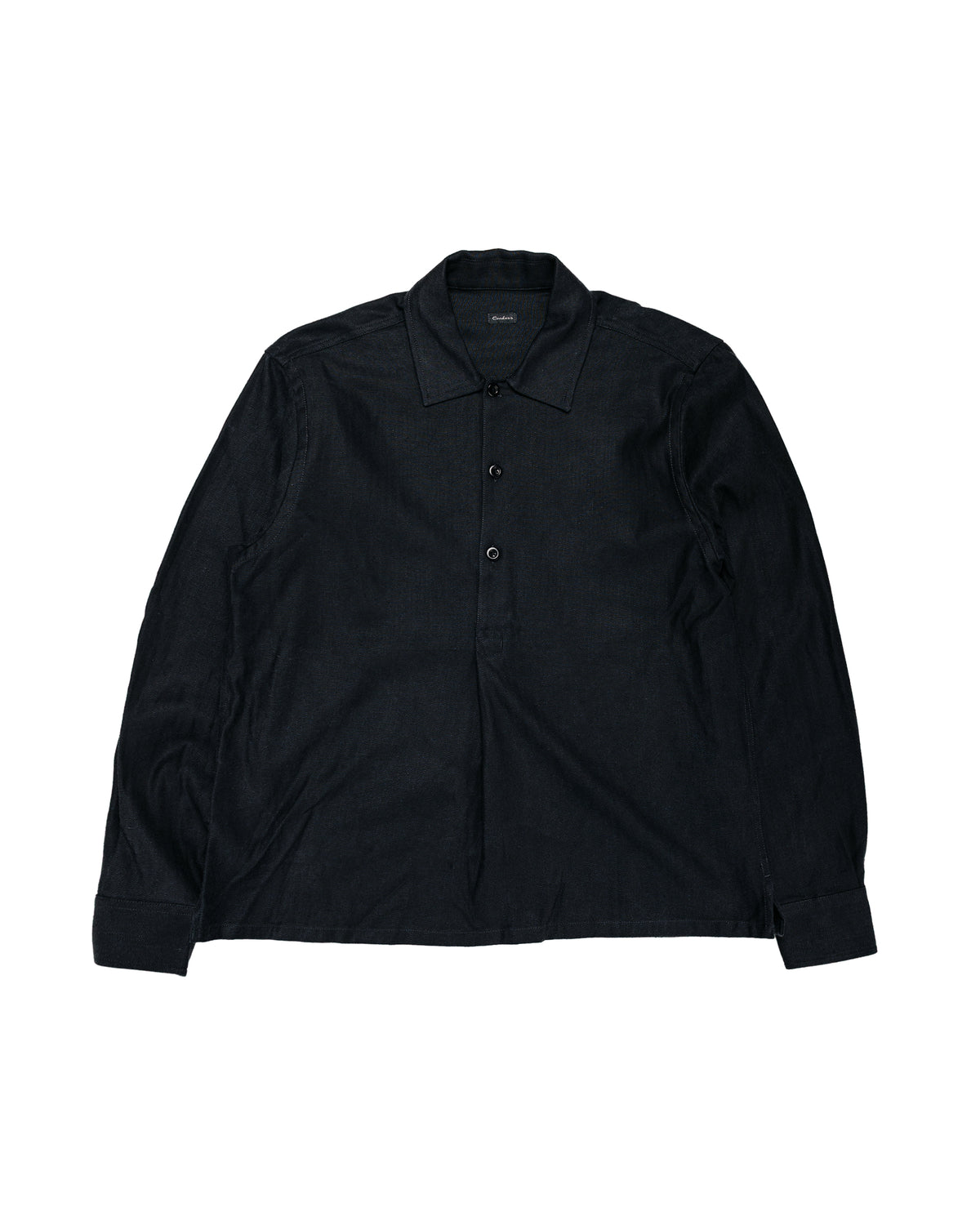 Conkers Night Shirt Brushed Herringbone Black