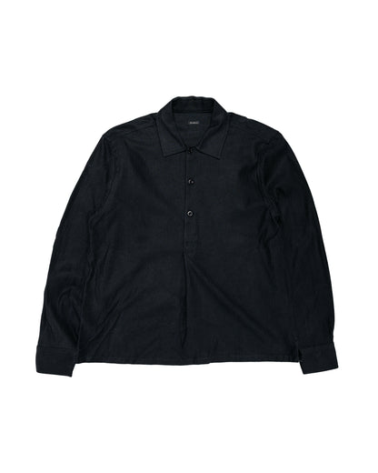 Conkers Night Shirt Brushed Herringbone Black