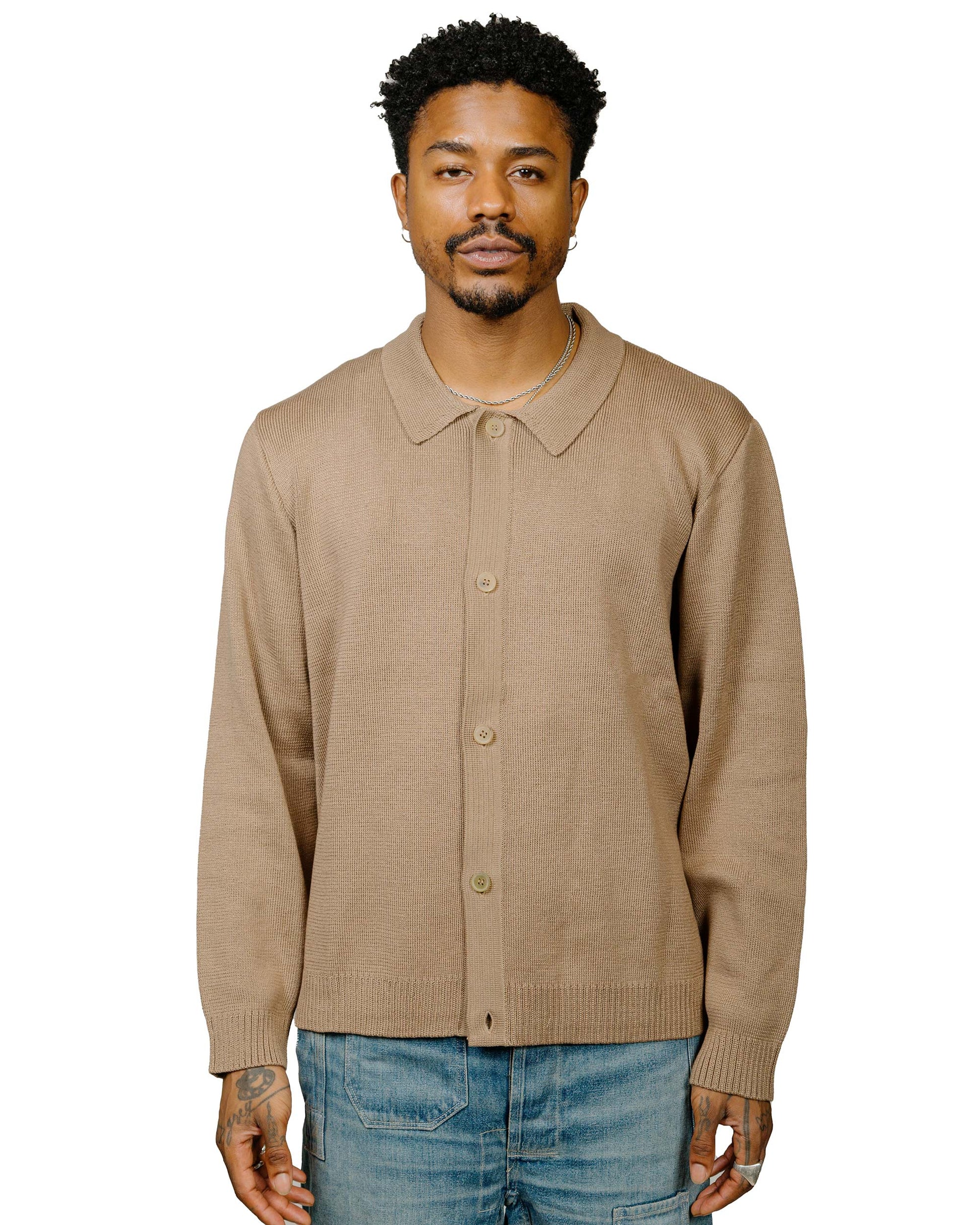 lost & found Corridor Corridor Buttondown Sweater Camel
