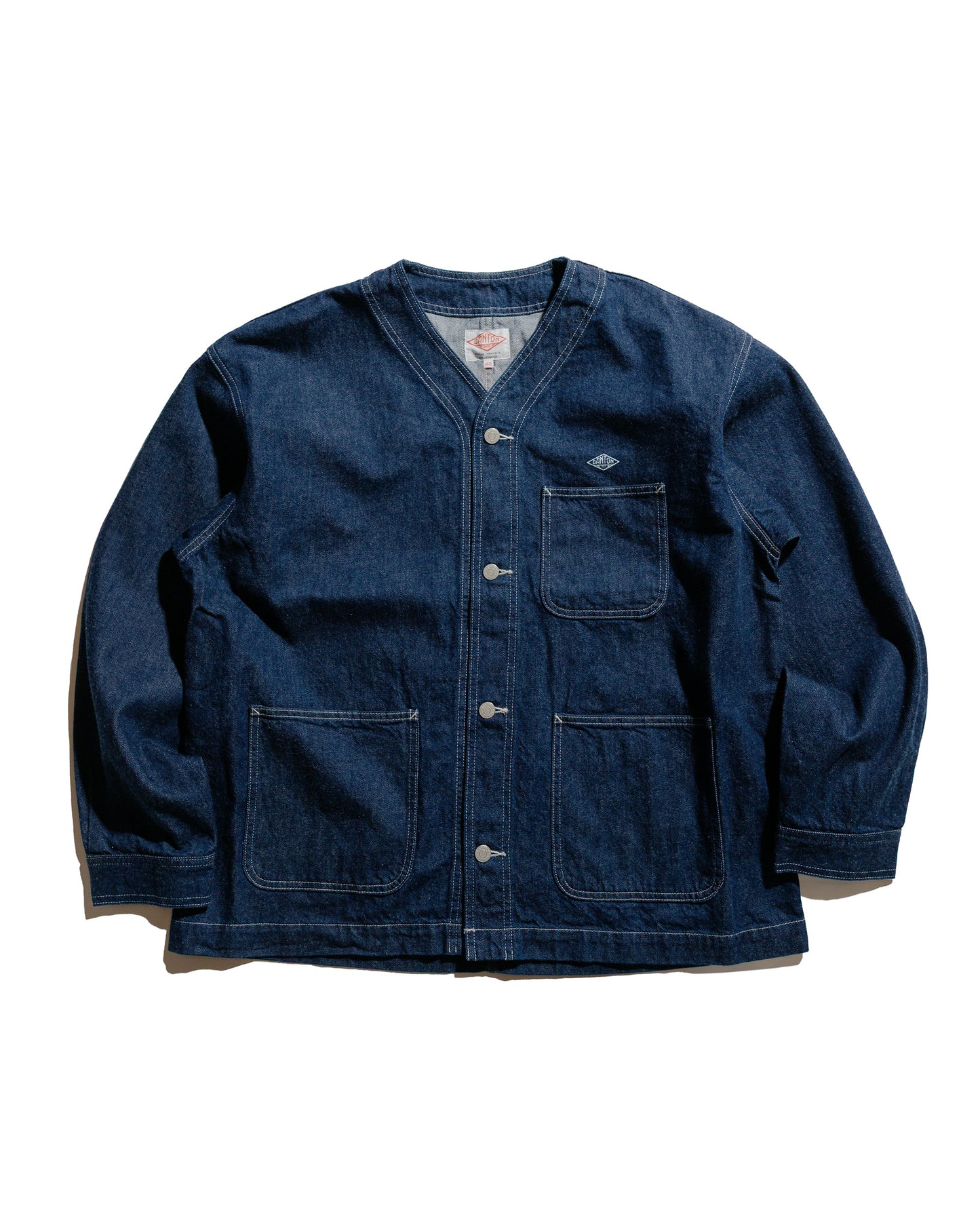 lost & found Danton Danton 11oz Denim Collarless Jacket Indigo