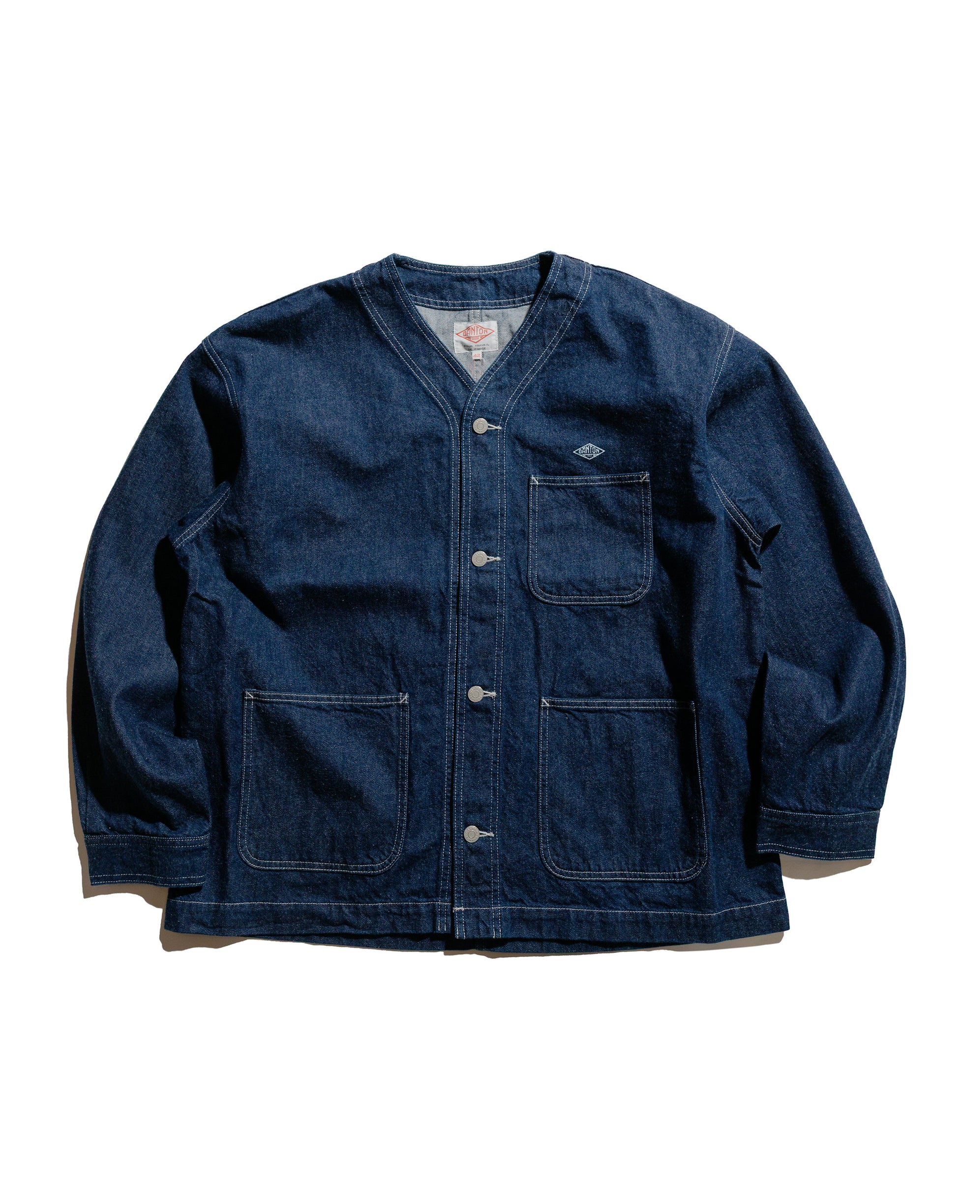 lost & found Danton Danton 11oz Denim Collarless Jacket Indigo